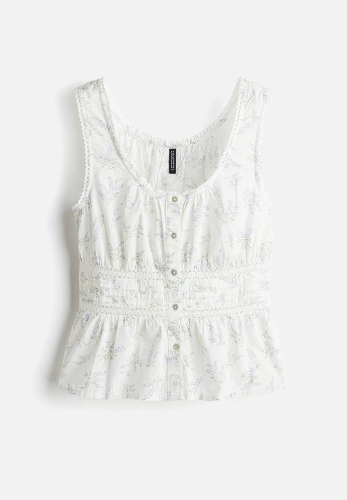 H&M - Peplum vest top - white floral 