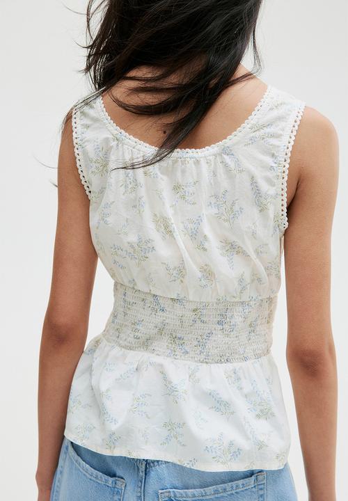 H&M - Peplum vest top - white floral 