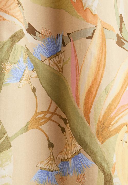 H&M - Off-the-shoulder poplin dress - beige floral