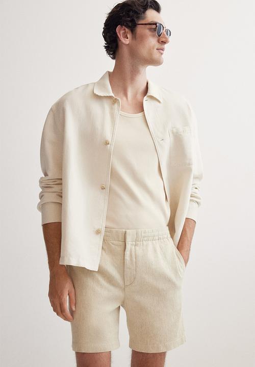H&M - Regular fit linen-blend shorts - light beige