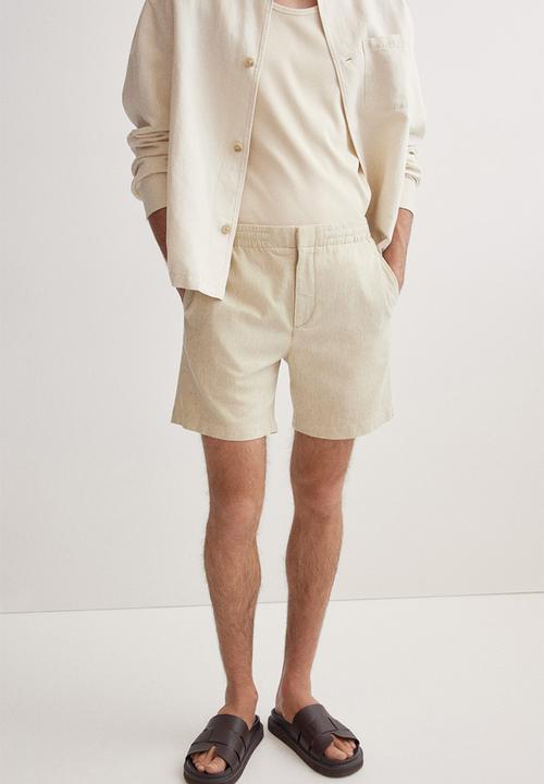 H&M - Regular fit linen-blend shorts - light beige