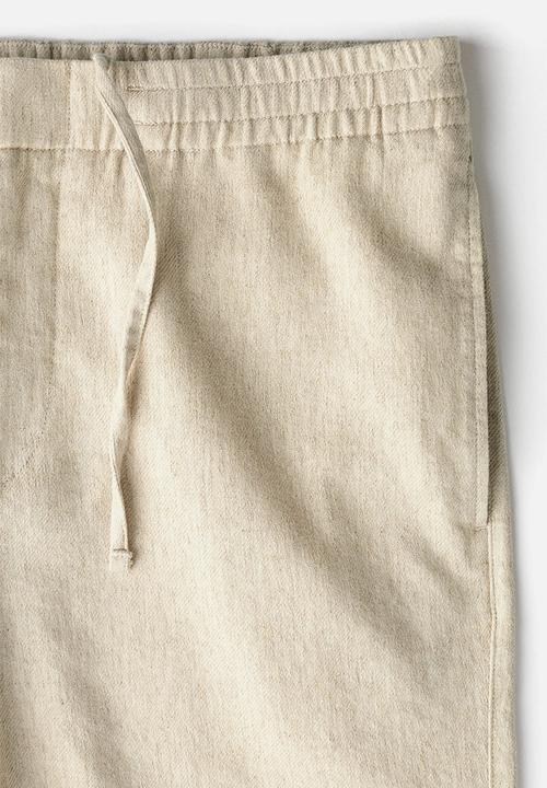 H&M - Regular fit linen-blend shorts - light beige