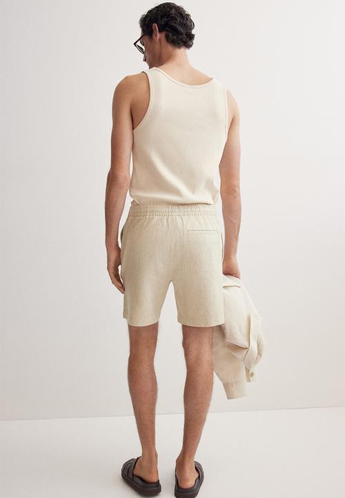 H&M - Regular fit linen-blend shorts - light beige