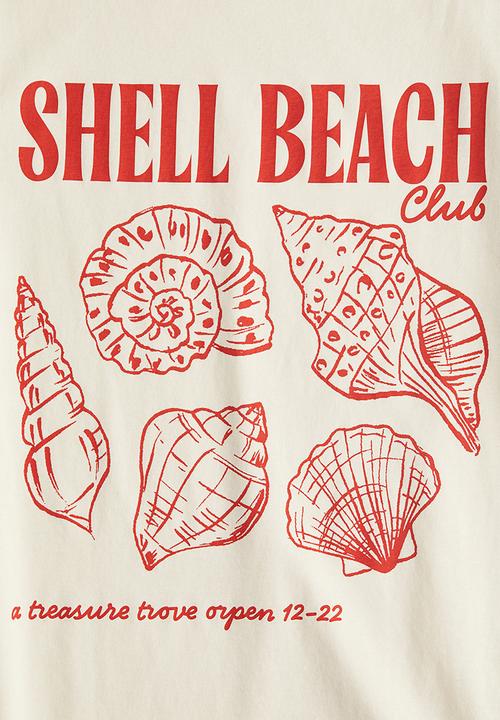 H&M - Printed T-shirt - cream/seashells