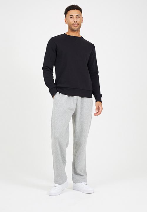 Brave Soul - Ribbed Crew Neck Sweatshirt - Black