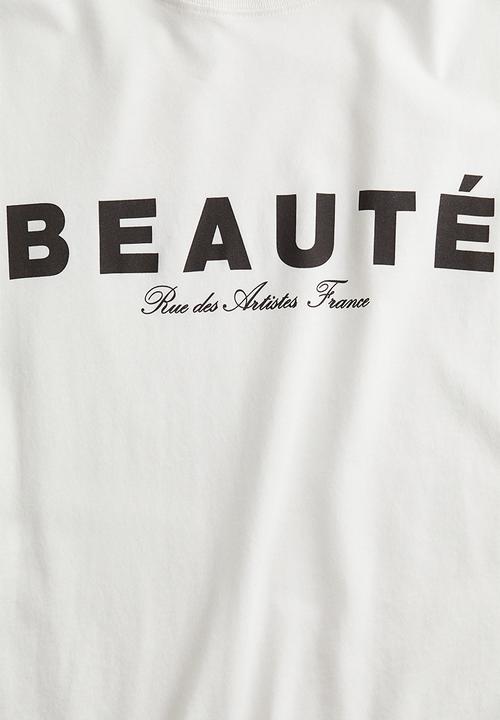H&M - Printed T-shirt - white/beauté