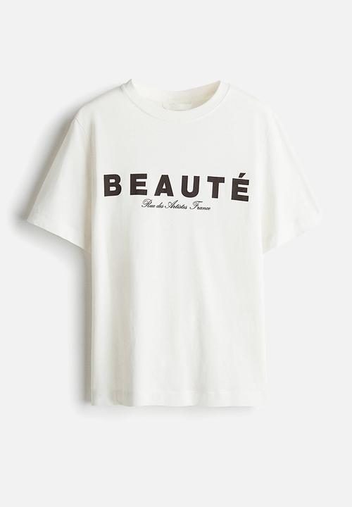 H&M - Printed T-shirt - white/beauté