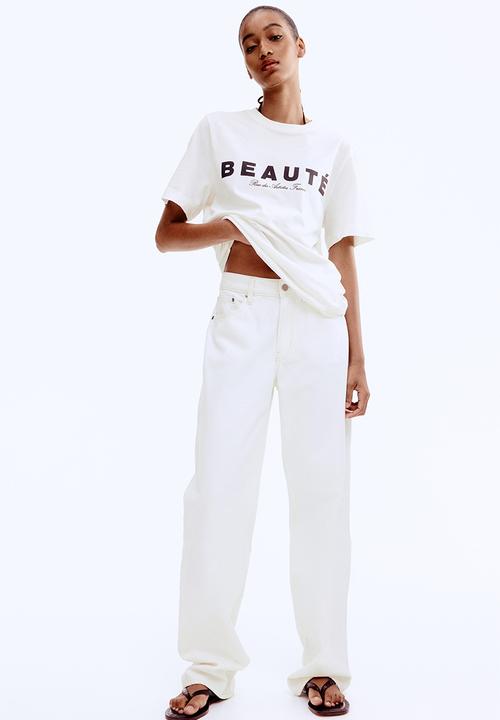 H&M - Printed T-shirt - white/beauté