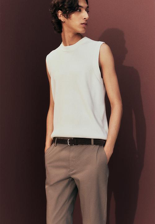 H&M - Slim fit cropped trousers - dark beige 