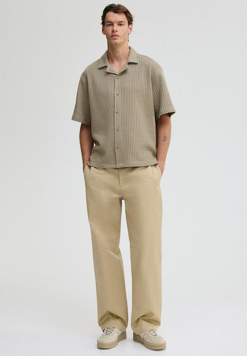 H&M - Loose fit waffled resort shirt -  khaki green