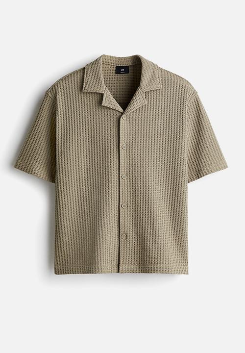 H&M - Loose fit waffled resort shirt -  khaki green