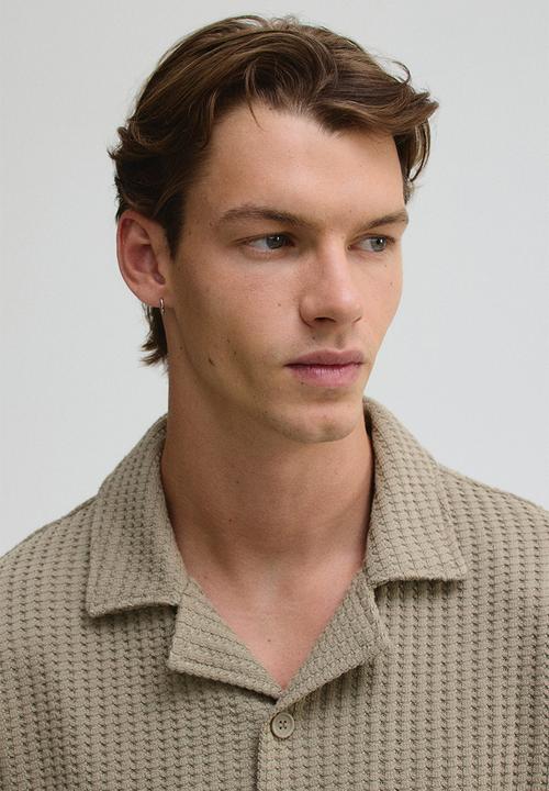 H&M - Loose fit waffled resort shirt -  khaki green
