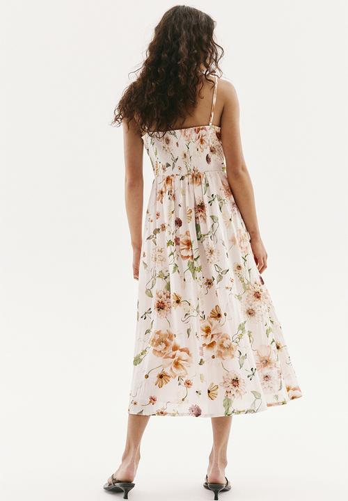 H&M - Strappy midi dress - white/floral