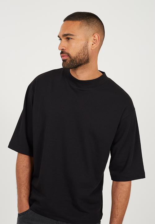 Crew Mock Neck Tee - Jet Black