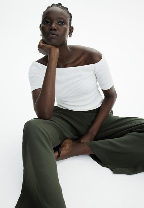 H&M - Wide pull-on trousers - dark green