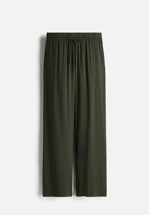 H&M - Wide pull-on trousers - dark green