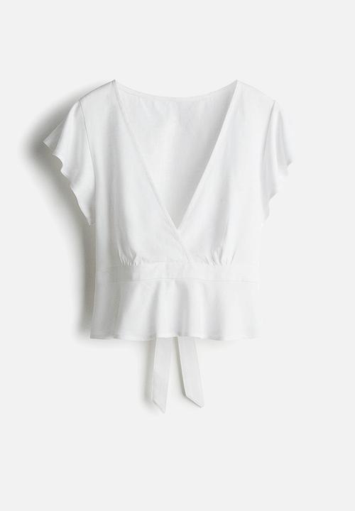 H&M - Linen-blend blouse - white