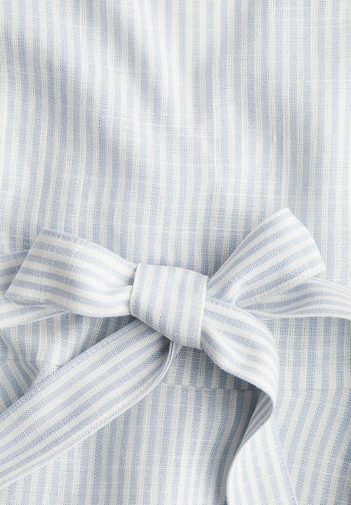 H&M - Linen-blend blouse - light blue/striped