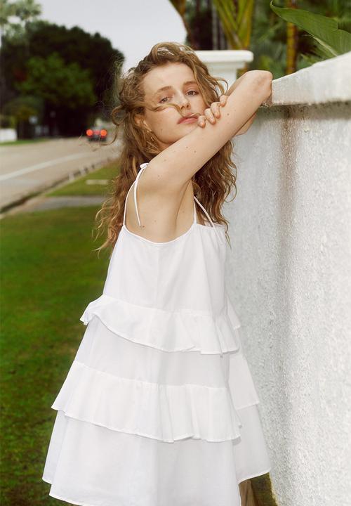 H&M - Tie-strap cotton dress - white