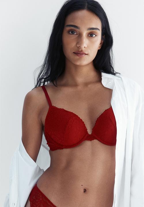 H&M - Lace push-up bra - red