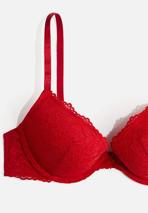 H&M - Lace push-up bra - red