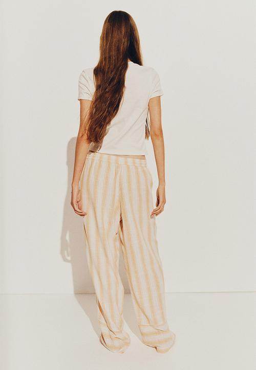 H&M - Ribbed T-shirt - white/pasta