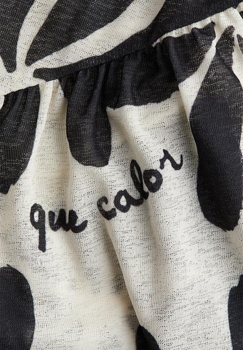 H&M - Sheer-knit skirt - white & black floral 