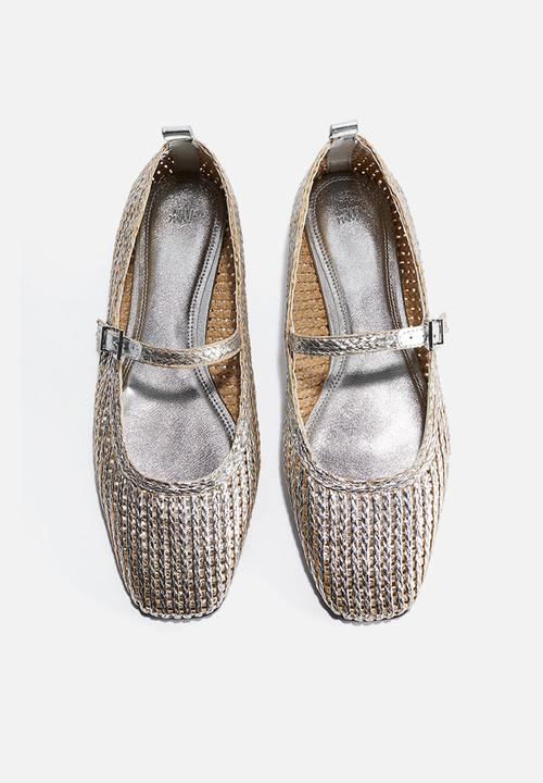 H&M - Straw mary janes - beige & silver coloured 