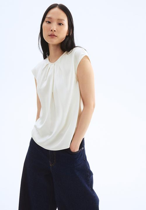 H&M - Pleat-front blouse - white