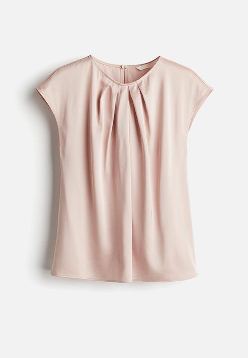 H&M - Pleat-front blouse - powder pink