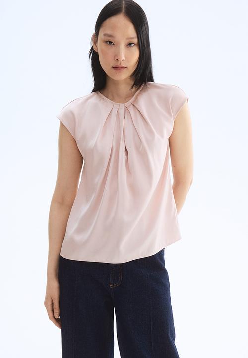 H&M - Pleat-front blouse - powder pink