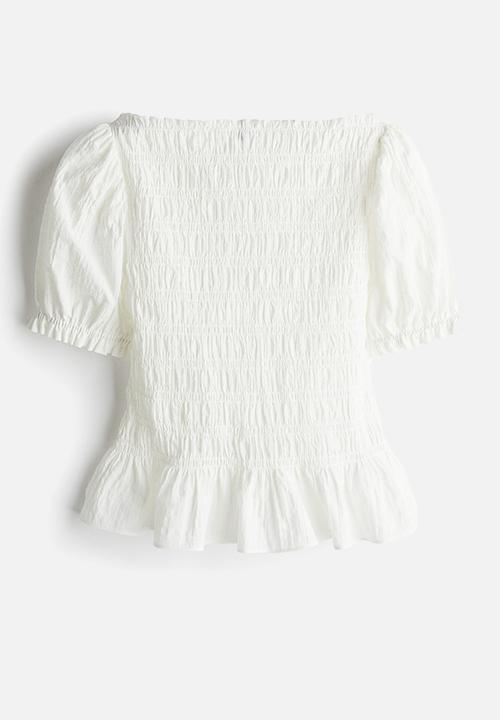 H&M - Smocked blouse - white