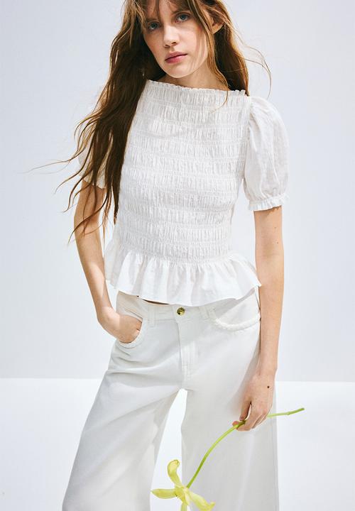 H&M - Smocked blouse - white