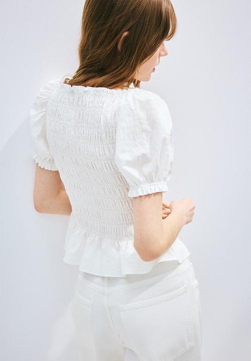 H&M - Smocked blouse - white