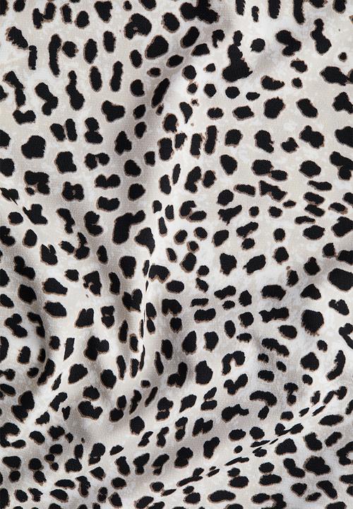 H&M - Draped turtleneck top - light beige leopard print