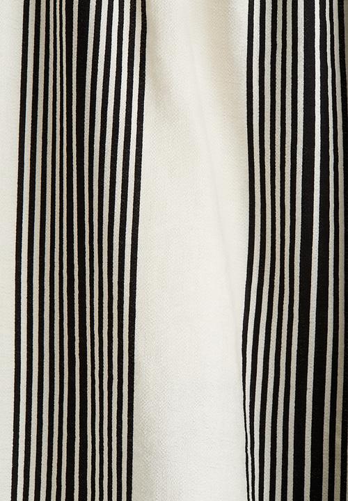 H&M - Wide pull-on trousers - cream & black striped 