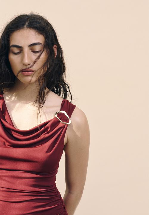 H&M - Draped dress - burgundy
