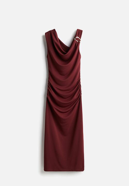 H&M - Draped dress - burgundy