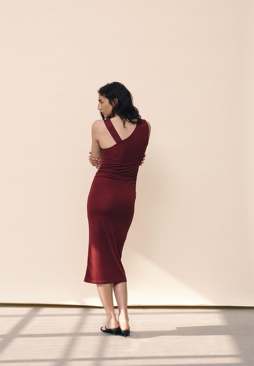 H&M - Draped dress - burgundy