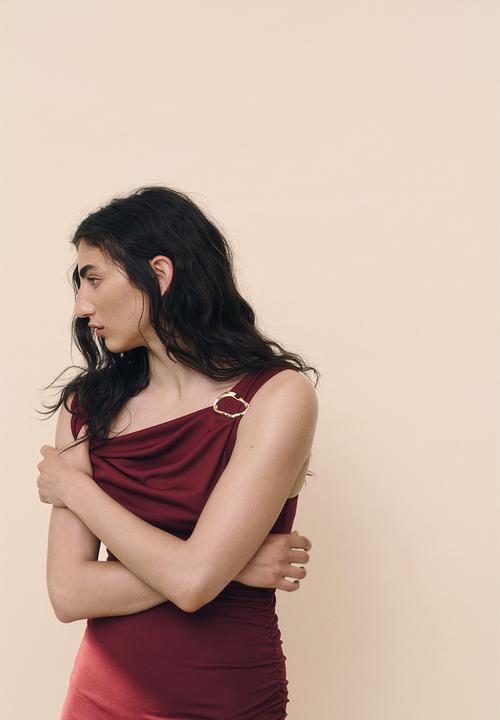 H&M - Draped dress - burgundy