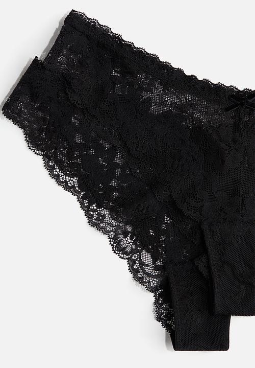H&M - 2 Pack lace brazilian briefs - black