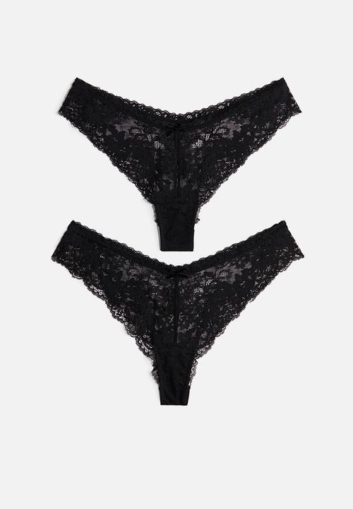 H&M - 2 Pack lace brazilian briefs - black