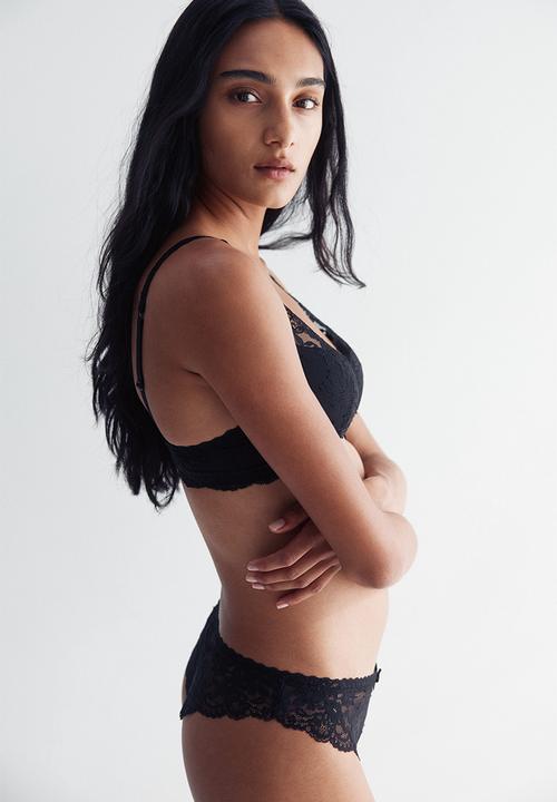 H&M - 2 Pack lace brazilian briefs - black