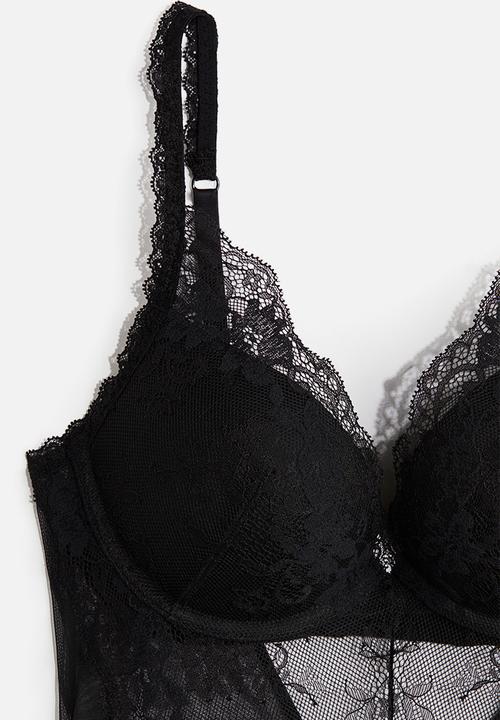H&M - Super push-up thong body - black