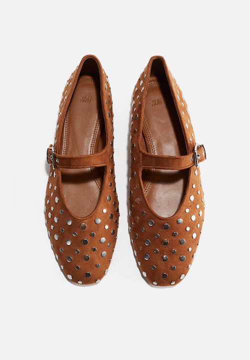 H&M - Studded mary jane ballet pumps - brown