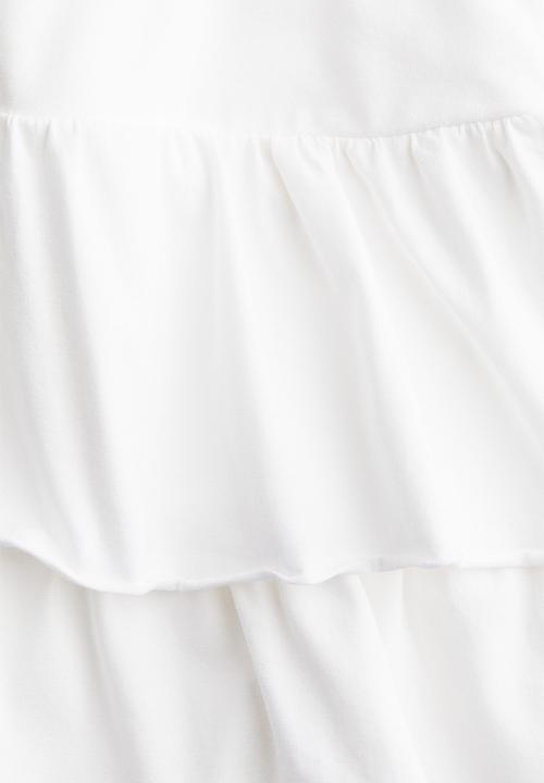H&M - Tiered jersey mini skirt - white