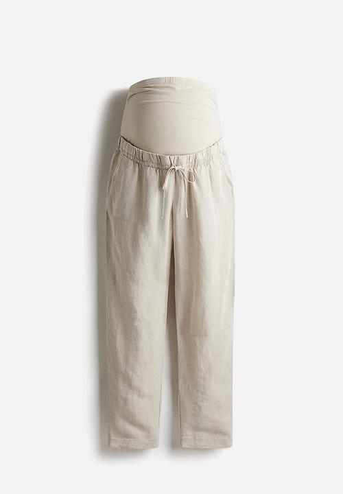 H&M - Mama linen-blend trousers -  light beige