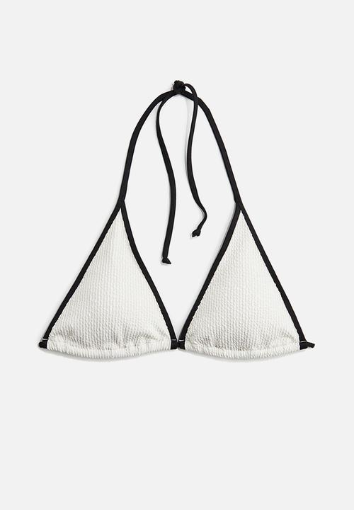 H&M - Padded triangle bikini top - white/black