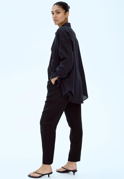 H&M - Mama linen-blend trousers - black