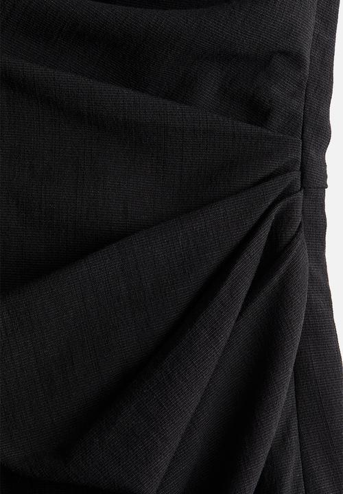 H&M - Draped one-shoulder dress - black